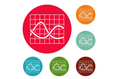 Finance chart icons circle set vector