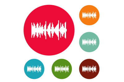 Equalizer vibration icons circle set vector