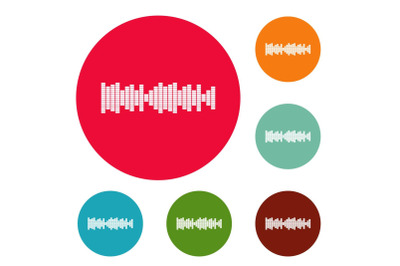 Equalizer sound icons circle set vector