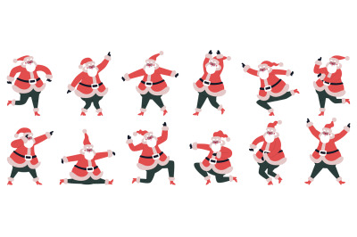 Dancing Santa Claus. Funny cartoon Santa Claus dancing and jumping cha