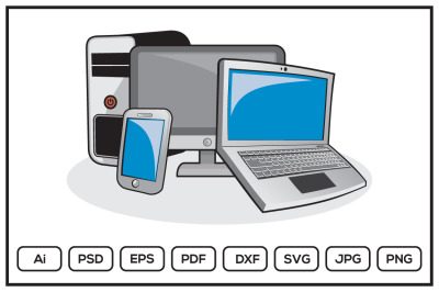 Computer and phone design illustration