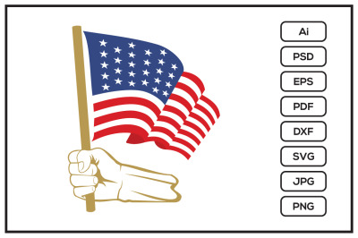 A hand holding american flag design illustration