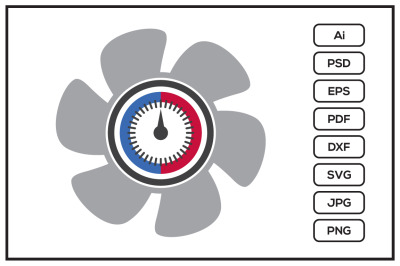 HVAC logo with fan and pressure gauge symbol logo design illustration