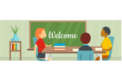 Welcome school banner, flat style