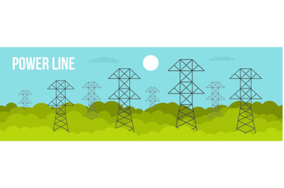 Power line banner, flat style