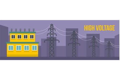 High voltage banner, flat style