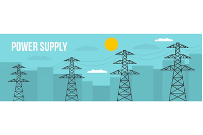 Power supply banner, flat style