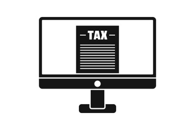 Tax by computer icon, simple style