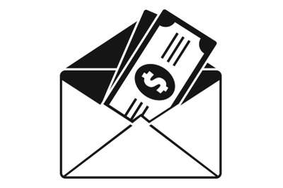 Money in envelope icon, simple style