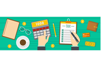 Tax calculator banner, flat style