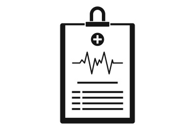 Cardiogram on tablet icon, simple style