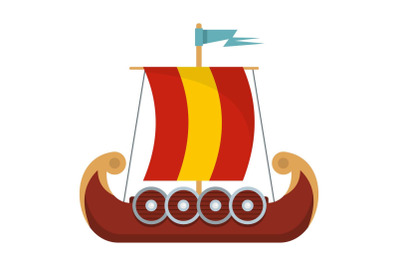 Pirate ship icon, flat style