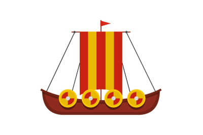 Military ship icon, flat style