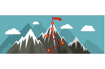 Mountain route banner, flat style