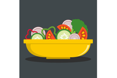 Fresh salad icon, flat style