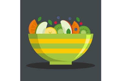 Vegetarian salad icon, flat style