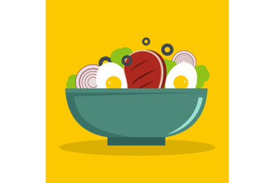 Egg salad icon, flat style