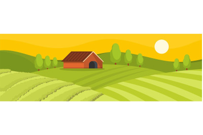 Field and house banner, flat style