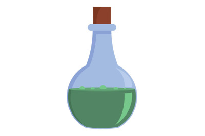 Round flask icon, cartoon style