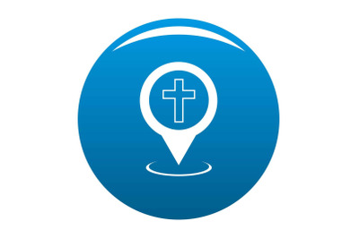Church map pointer icon blue vector