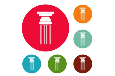 Rectangular column icons circle set vector