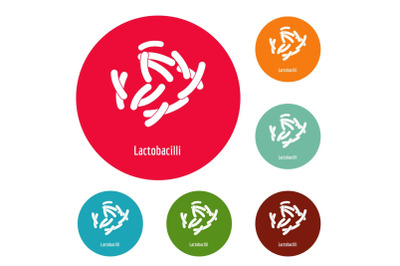 Lactobacilli icons circle set vector