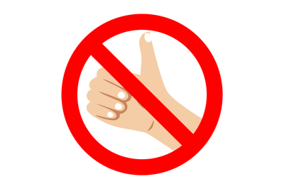 Prohibition like and forbidden thumb up in social medias