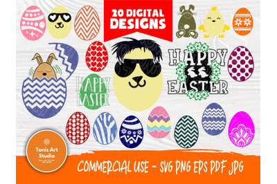 Easter Egg SVG Bundle, Easter Clipart