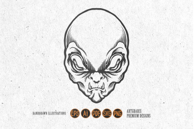 Alien Head Predator Silhouette Clipart