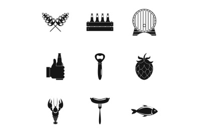 Light food icons set, simple style