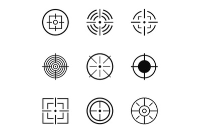Aim icons set, simple style