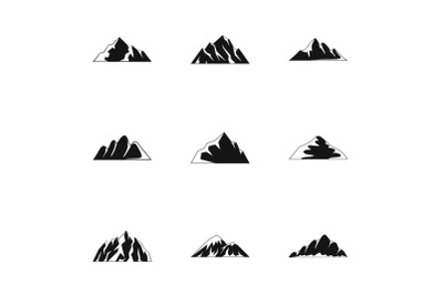 Upland icons set, simple style