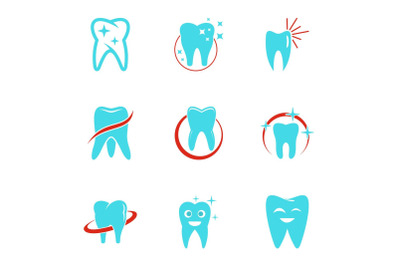 Dental clinic icons set, flat style