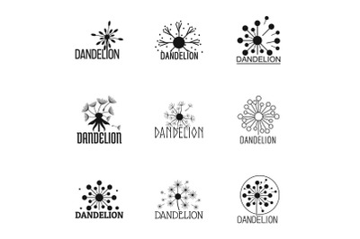 Dandelion icons set, simple style