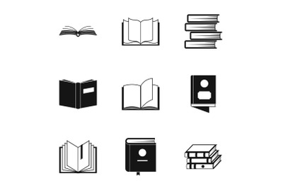 Manual icons set, simple style
