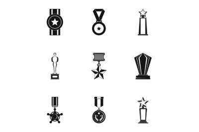 Prize icons set, simple style