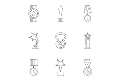 Recompense icons set, outline style