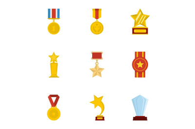 Accolade icons set, cartoon style