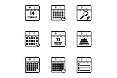 Blog icons set, simple style