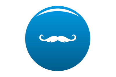 Curly mustache icon blue vector