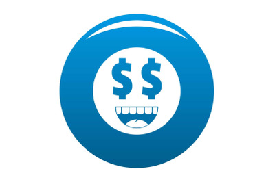 Money smile icon blue vector