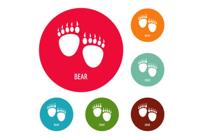 Bear step icons circle set vector
