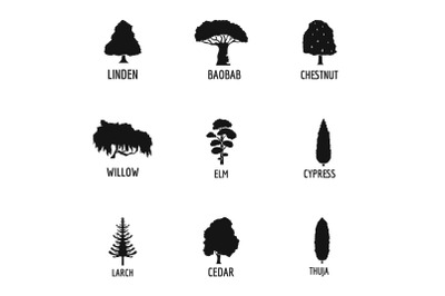 Woodworking icons set, simple style