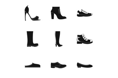 Jackboot icons set, simple style