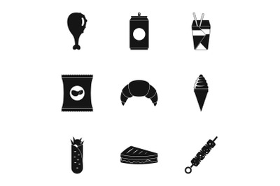 Swallow icons set, simple style
