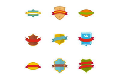 Banner icons set, flat style