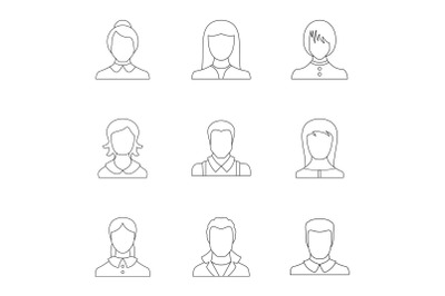 Look icons set, outline style
