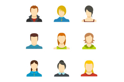 Sameness icons set, flat style