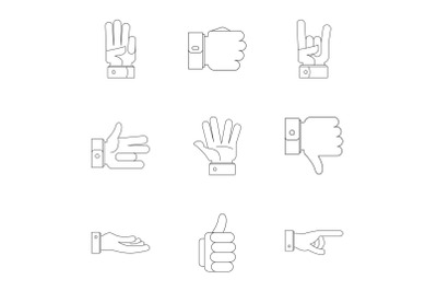 Manifestation icons set, outline style