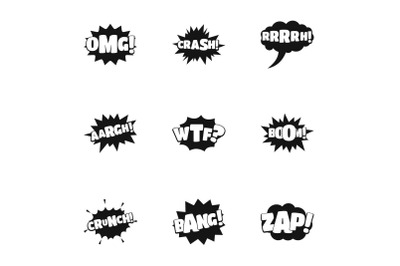 Labelling icons set, simple style